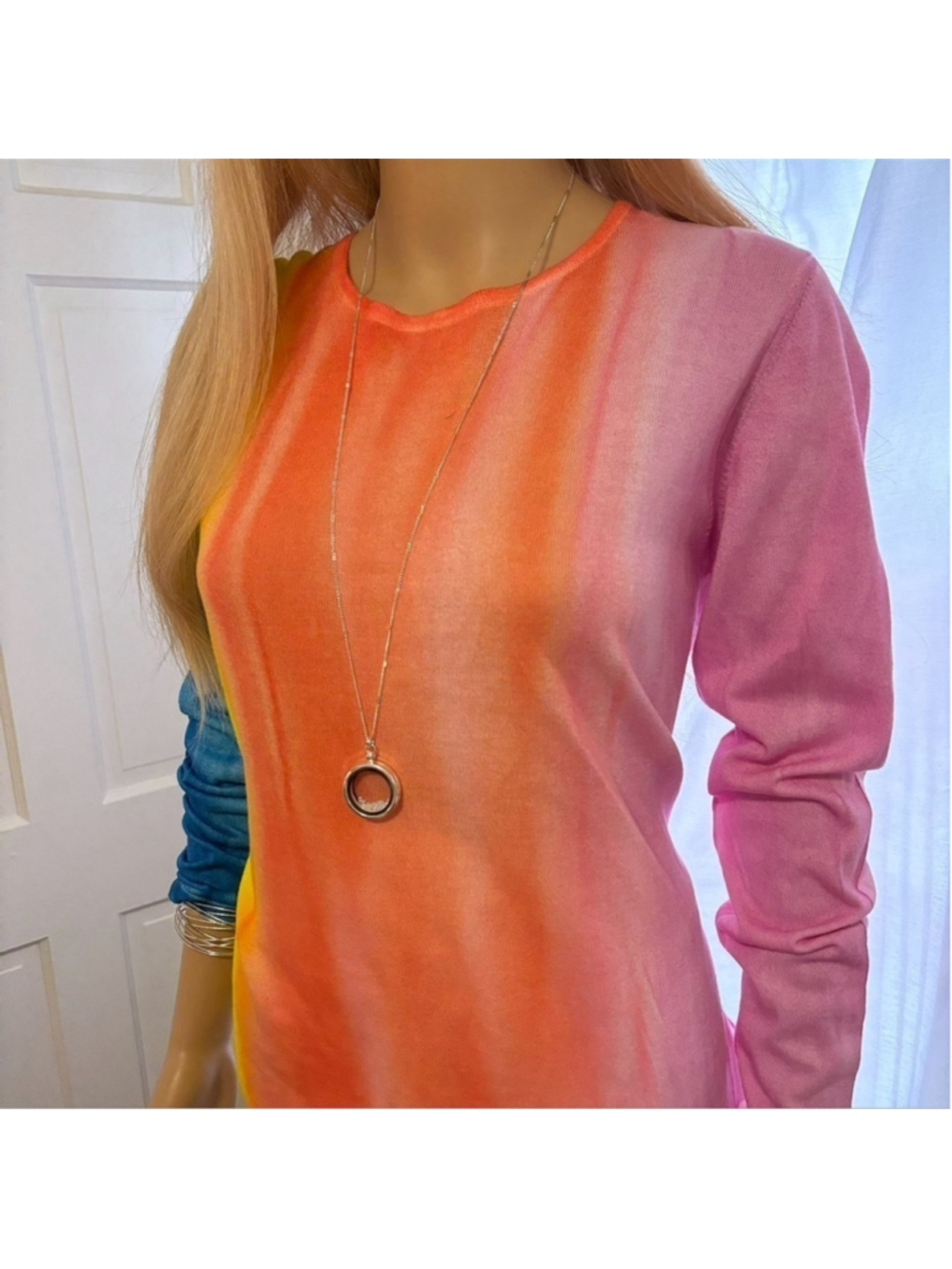 MELAROSA ITALY NWT ARTIST NUMBERED HAND PAINTED RAINBOW SORBETTO TUNIC W/ SCARF - Picture 11 of 14